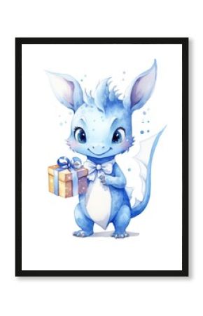Baby blue dragon animal celebration cute.