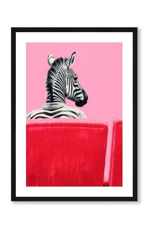 Cute zebra watching a movie furniture wildlife animal.