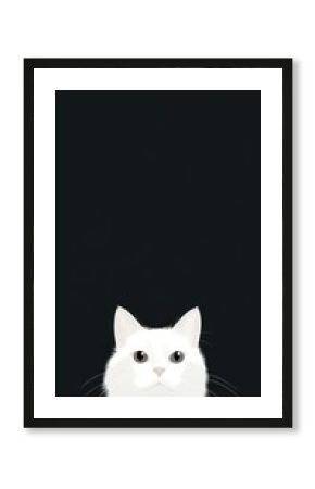White cat art animal mammal black.
