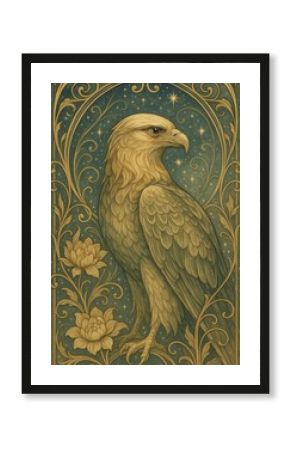 Majestic eagle in ornate illustration.