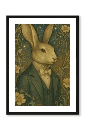 Elegant rabbit vintage wallpaper