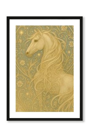 Elegant horse in floral design.