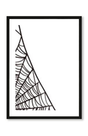 Stylized spider web is forming curved radial threads in flat design, on transparent background