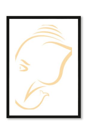 Abstract elephant profile is being shown in beige curved line drawing on transparent background