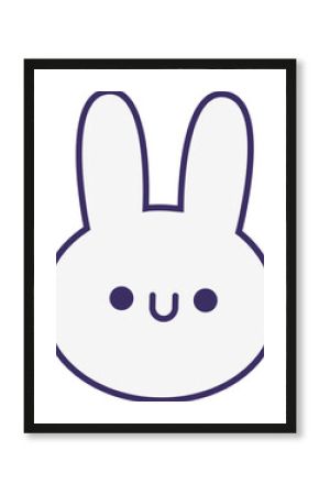 Stylized cartoon bunny head is being shown in flat minimal vector design on transparent background