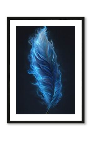 Glowing blue feather in flames