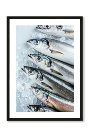 Fishes on a white background top view