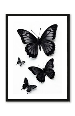 Elegant black butterfly silhouettes against a white background, image, insect
