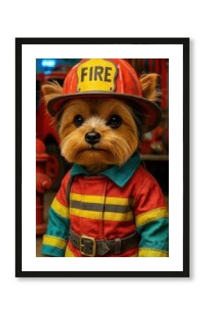 Adorable dog firefighter costume