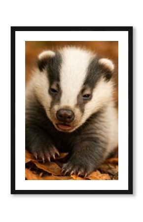 Adorable baby badger exploring nature.