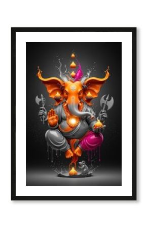 Illustration of lord ganesha the hindu god of wisdom and prosperity with vibrant colors and intricate details