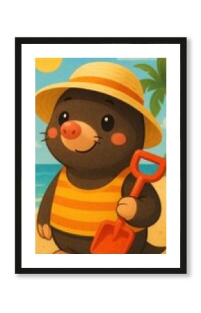 Cute mole enjoying beach vacation.