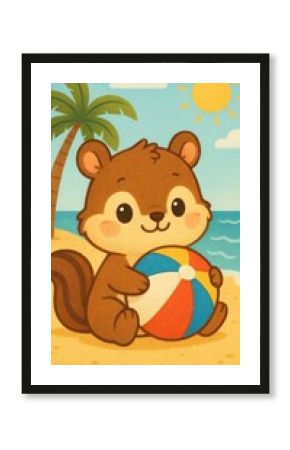 Cute squirrel beach fun