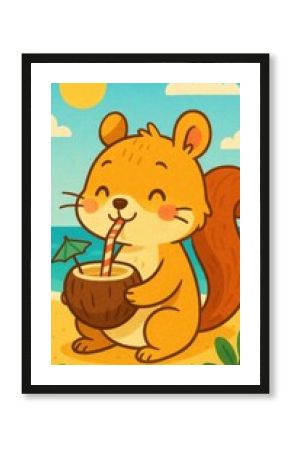 Cute squirrel enjoying beach vibes.