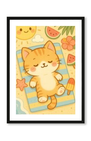 Cute cat enjoying summer vibes.