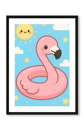 Cute flamingo sunny sky