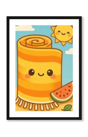 Cute sunny beach illustration