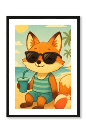 Cute fox enjoying beach vibes.