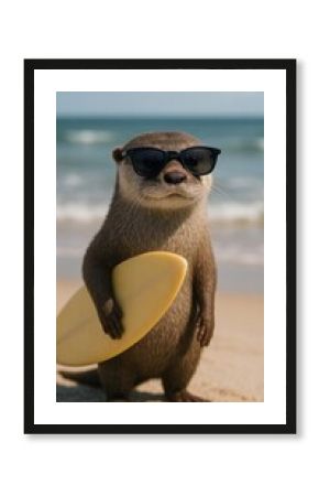 Otter surfing sunglasses beach fun