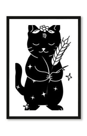 Cat with the Virgo symbol and an astrology-inspired design