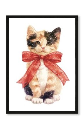 Calico American Shorthair Shorthair cat illustration watercolor animal.