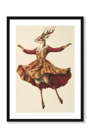 Gazelle animal illustration vintage.