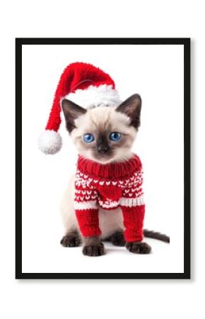 Festive kitten in Christmas attire