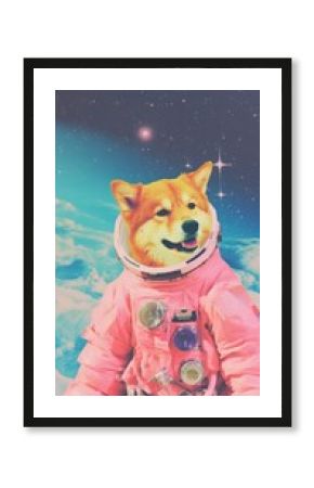 Dog astronaut space astronomy portrait.