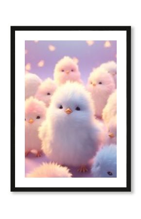 Fluffy pastel chicken animal nature bird.