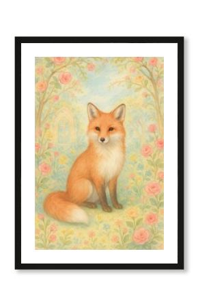 Whimsical fox amidst floral paradise.