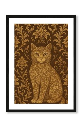 Elegant cat floral pattern