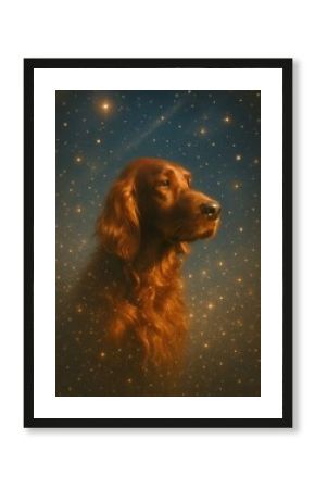 Majestic dog amidst stars