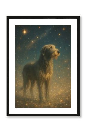 Majestic dog amidst starry night