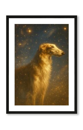 Majestic dog amidst starry night