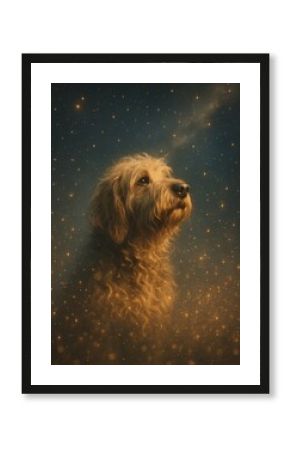 Majestic dog amidst stars
