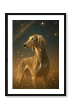 Elegant dog amidst cosmic stars