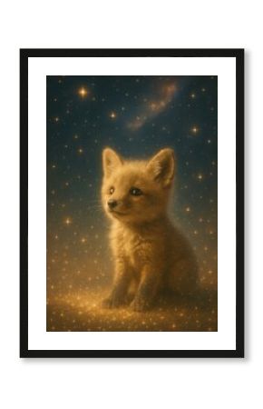 Cute fox amidst sparkling stars.