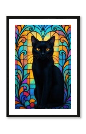 Vibrant stained glass cat mobile wallpaper