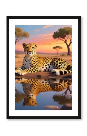 Leopard sitting near the tree