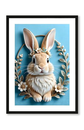Rabbit with flower I Wall Decor 