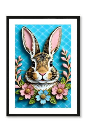 Rabbit with flower I Wall Decor 