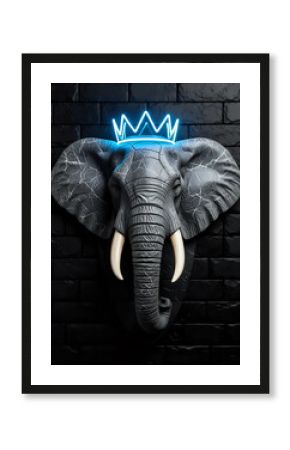 An elephant head on a isolated black background I Wall Decor 