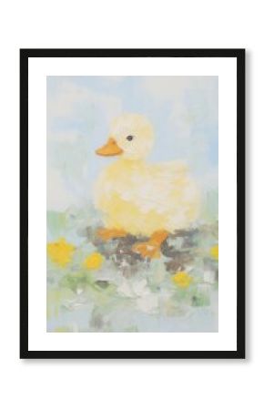 Cute duck art painting outdoors.
