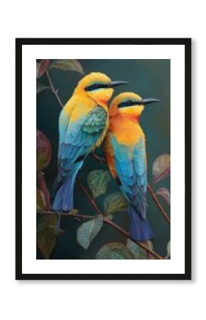 Colorful Birds Perched on Branches in a Serene Outdoor Setting During Daytime