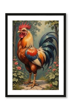 AI illustrazione di un bellissimo gallo 02