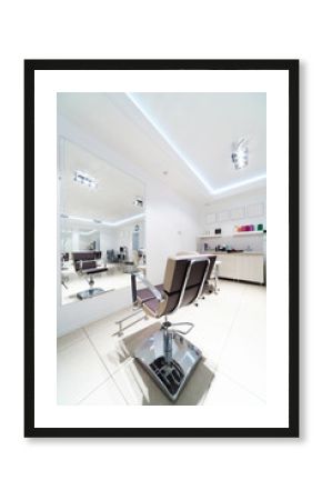 chairs and mirrors in hairdressing