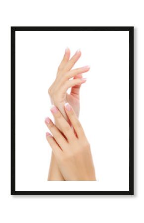 Female hands on white background