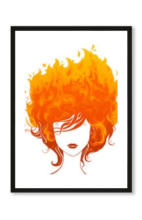 Abstract woman with fire in her hair.