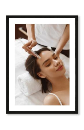 Facial Beauty Treatment. Woman Getting Oxygen Water Skin Peeling