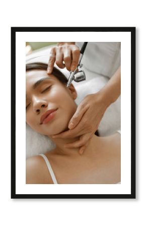 Facial Skincare. Woman Receiving Oxygen Peeling Beauty Treatment